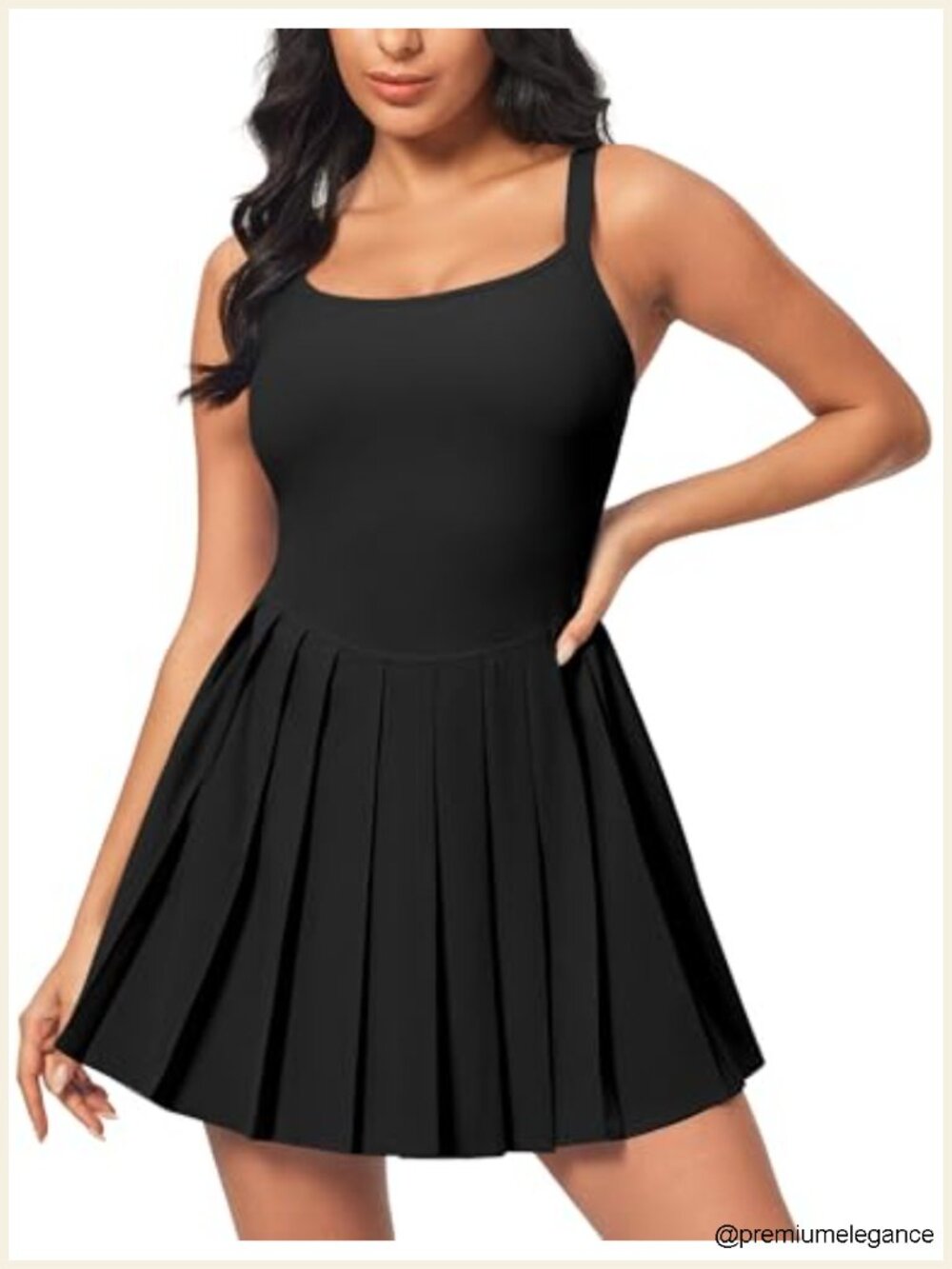 Women's Tennis Dress with Shorts & Adjustable Straps Athletic A-Line